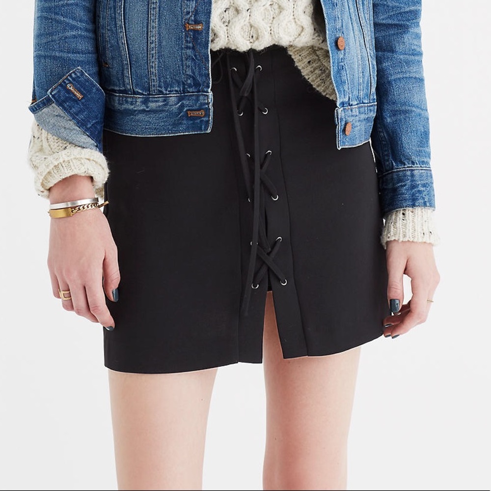 Madewell Mini Lace Up Black Skirt